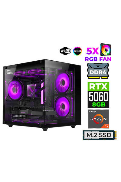 XASER Astra X110 Ryzen 5 5600X 16GB Ram 512GB M.2 NVMe SSD 8GB RTX5060 Oyuncu...