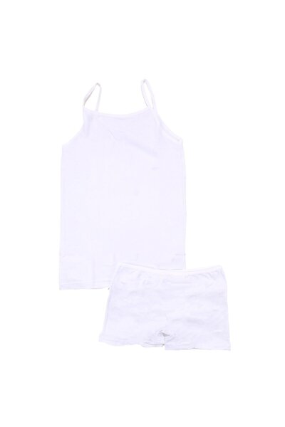 bebegen Kız Çocuk Beyaz Atlet Şort 2'li Takım