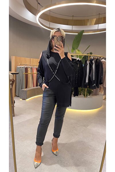 Butik Günay Tüfekçi Kapşon Detaylı Penye Bluz