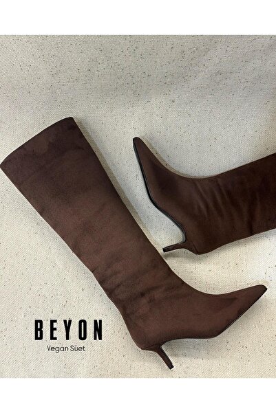 Zuum Beyon Heeled Knee-High Women's Boots - Brown Suede