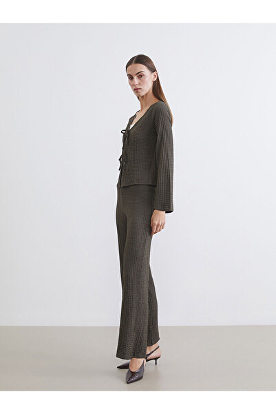 LC Waikiki Özmarka New Season Elastic Waist Textured Wide Leg Women's Trousers