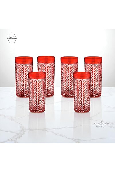 AKDEN STORE Colorful 6-Piece Crystal Decor Water Glass, Soft Drink Glass