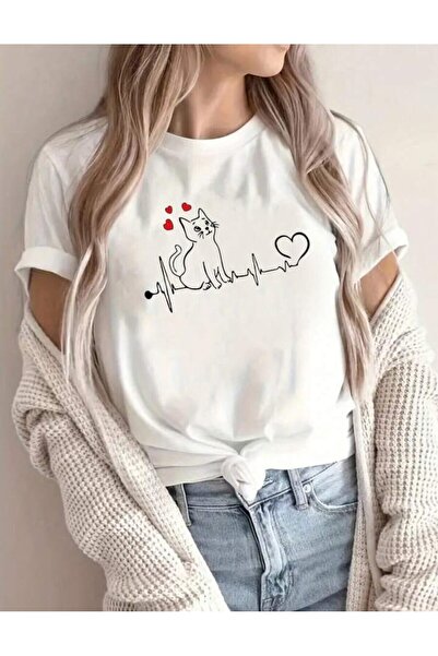 MAGORS Tricou pentru femei cu imprimeu Style-x Cat Love