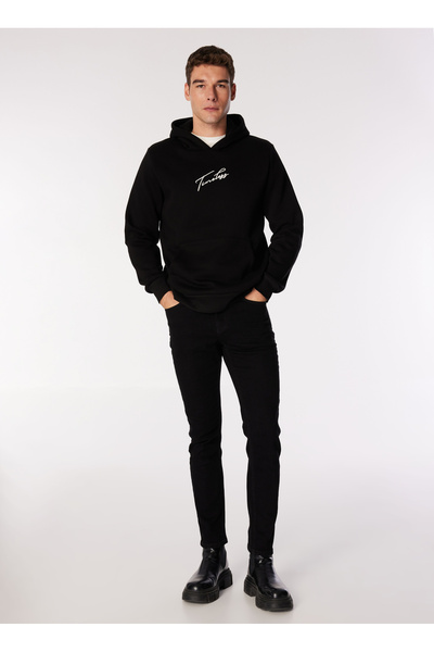 Lee Cooper Мъжка суитшърт с качулка и яка 251 LCM 241038 TIME BLACK