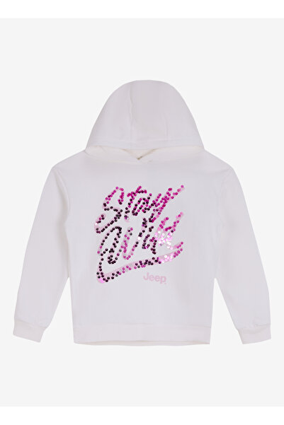 Jeep Ekru Kız Çocuk Baskılı Sweatshirt J4WG-SWT7553 Beden: 13-14 Yaş