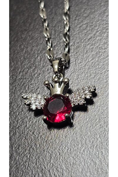 stainles steel قلادة من الفولاذ المقاوم للصدأ على شكل جناح من الحجر الأحمر