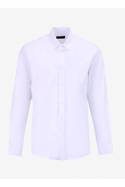 Fabrika Beyaz Erkek Slim Fit Armürlü Gömlek MAYDOS 305