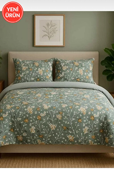 Sheri Home KIRÇİÇEK MODEL Çift Kişilik Nevresim (Yorgan Kılıfı+2 Adet Yastık Kılıfı)LEO8886567
