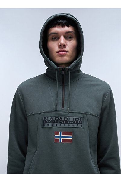 Napapijri Yeşil Erkek Bisiklet Yaka Normal Kalıp Sweatshirt NP0A4I5EG1S1_BURGEE HZH 2.0