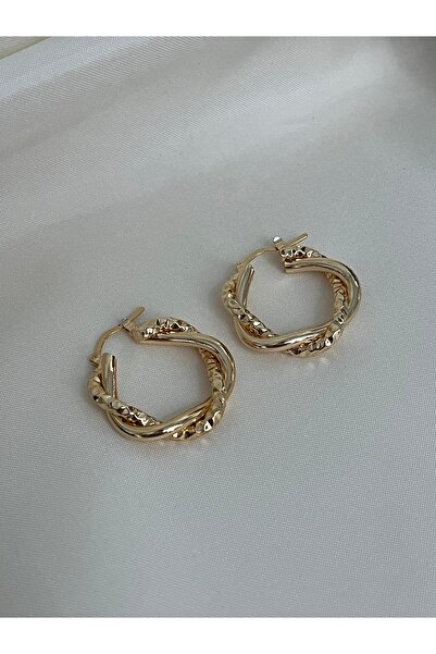 Twinssis Accessories Gold Burgulu Halka Küpe