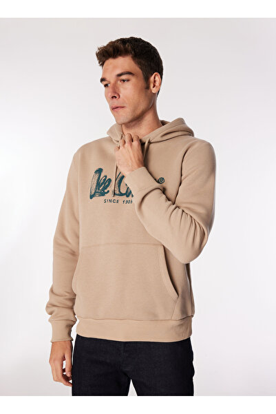 Lee Cooper Men's Beige Sweatshirt - Hood Neck, Lcm 241036   Gregory