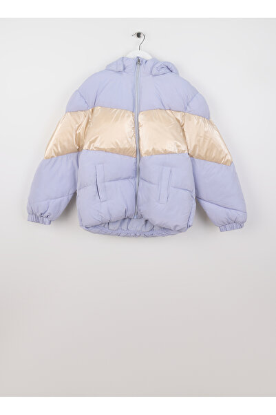 name ıt Buz Mavisi Kadın Fermuarlı Yaka Normal Kalıp Diyagonal Puffer Mont 13231169