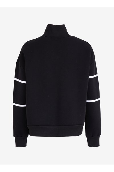 Lee Cooper High Collar Printed Black Women's Sweatshirt 251 Lcf 241007 Grace Black