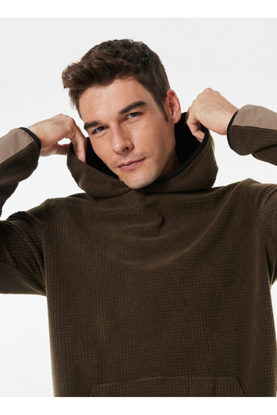 Discovery Expedition Haki Erkek Kapüşon Yaka Relaxed Fit Jakarlı Sweatshirt D...