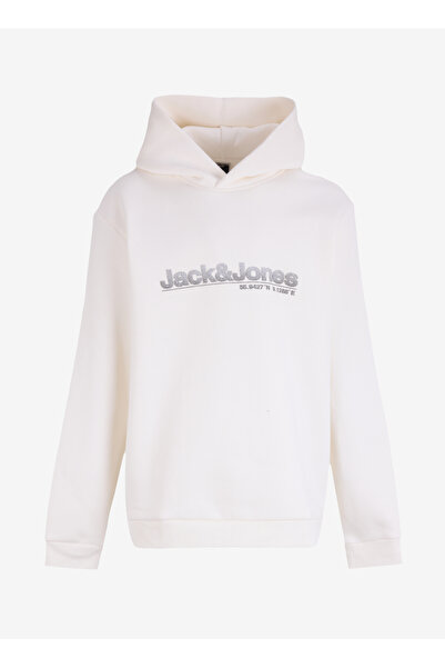 Jack & Jones Kapüşon Yaka Beyaz Erkek Sweatshırt 12262228_JCOPUFF SWEAT HOOD