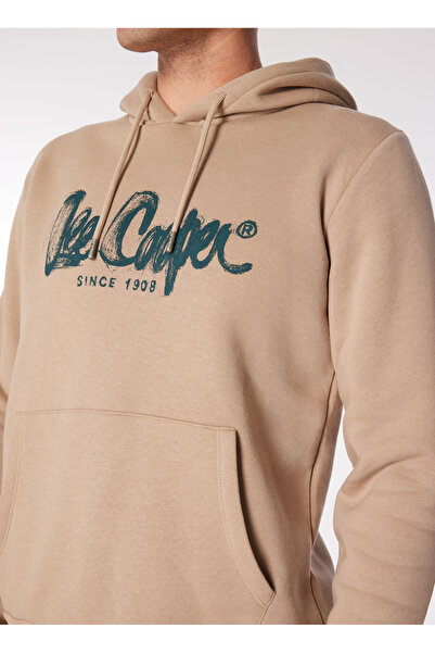 Lee Cooper Men's Beige Sweatshirt - Hood Neck, Lcm 241036   Gregory