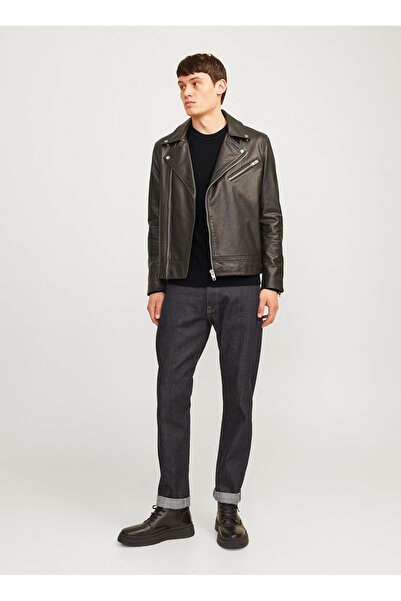 Jack & Jones Stand Collar Fitted Black Men's Sweater 12257771 _Jjeperfect Knit Crew Neck