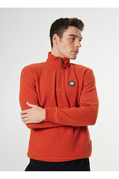 Discovery Expedition Koyu Turuncu Erkek Fermuarlı Yaka Relaxed Sweatshirt D4W...