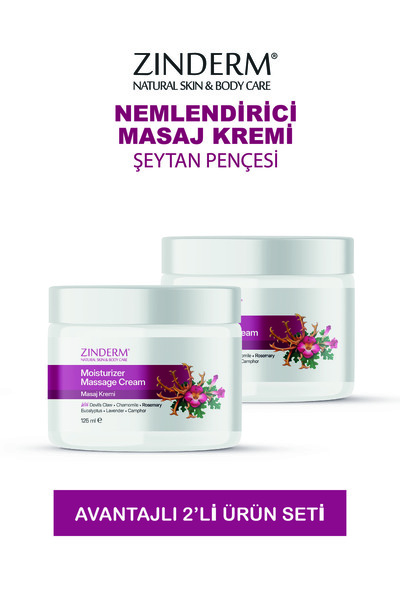 zinderm Masaj Kremi Şeytan Pençesi Özlü 125 ml ( 2 Adet X 125 ml )