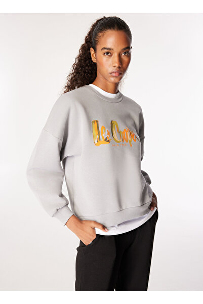 Lee Cooper O Neck Printed Gray Women's Sweatshirt 251 Lcf 241005 Tila Gri̇