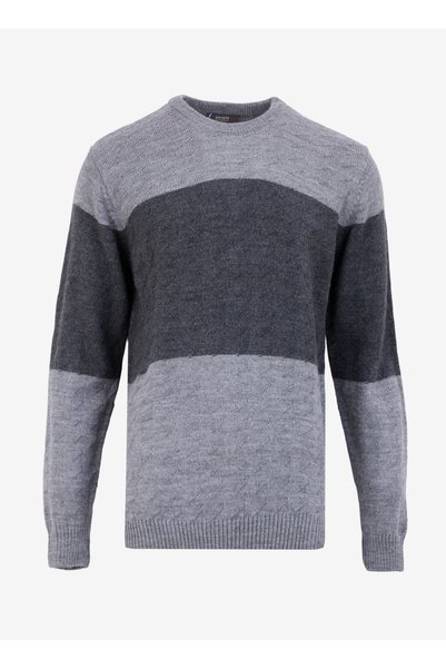 People By Fabrika Bisiklet Yaka Basic Jakarlı Gri Erkek Kazak PBF4WM-KZK 5024