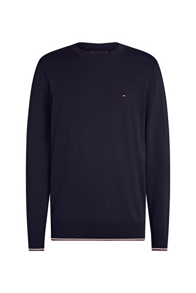 Tommy Hilfiger Bisiklet Yaka Mavi Erkek Kazak MW0MW36520DW5