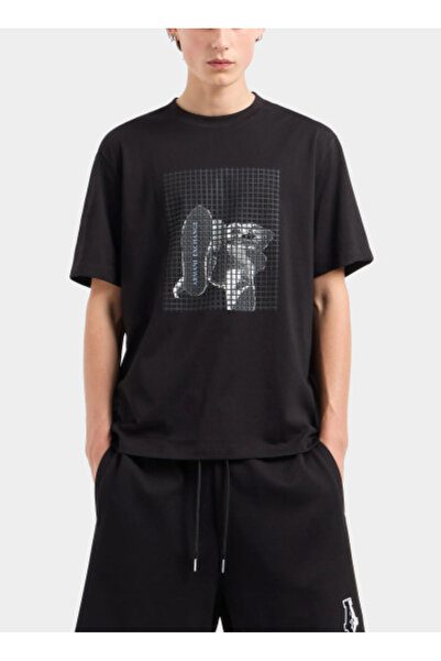 Armani Exchange Bisiklet Yaka Baskılı Siyah Erkek T-Shirt 6DZTLD ZJ9JZ 1200