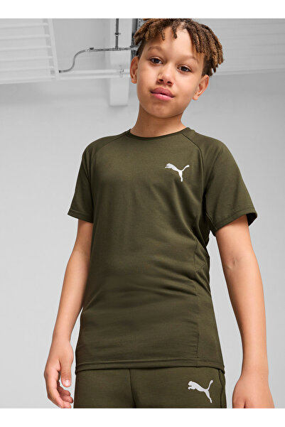 Puma Düz Haki Erkek Çocuk T-Shirt 68180270-EVOSTRIPE Tee