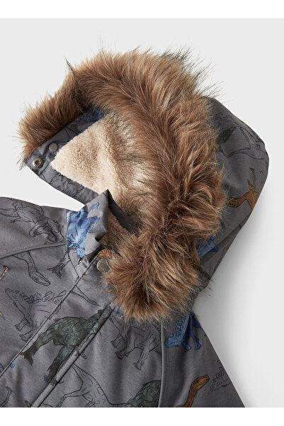 name ıt Desenli Gri Erkek Çocuk Mont 13230589