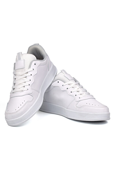 KAJILA Unisex White Lace-Up Comfortable Daily Sneaker Sports Shoes