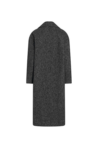Calvin Klein Jeans Antrasit Kadın Kaban MELANGE LONG YÜN COAT