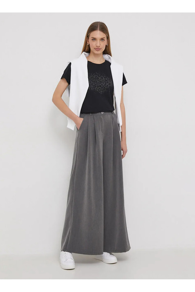 Pepe Jeans Bisiklet Yaka Baskılı Siyah Kadın T-Shirt PL505747