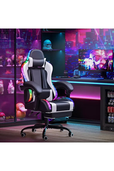 Domuik Gaming Chair, Video Game Chair with Footrest and Massage Lumbar Support, Ergonomic Computer C