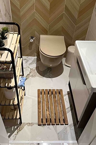 Moola سجادة حمام خشبية - مقنعين، سجادة دش وممسحة قابلة للطي