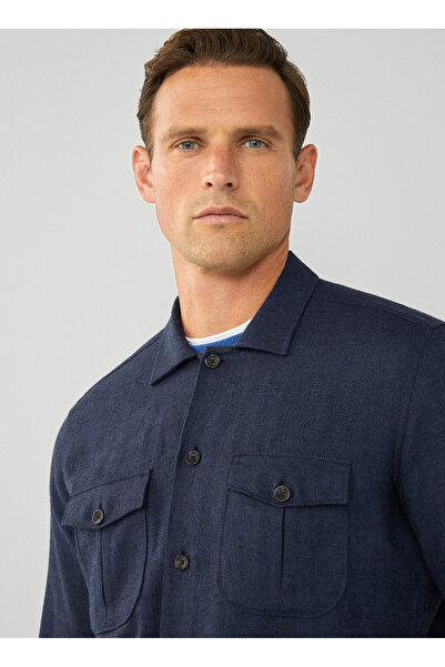 Hackett Lacivert Erkek Slim Fit Gömlek Ceket HM309834