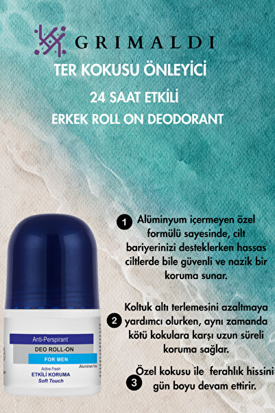 GRİMALDİ -GRİMALDİ Erkek Roll-On Deodorant – Ter Önleyici, Alüminyumsuz Kalıcı Ferahlık Grmldm02