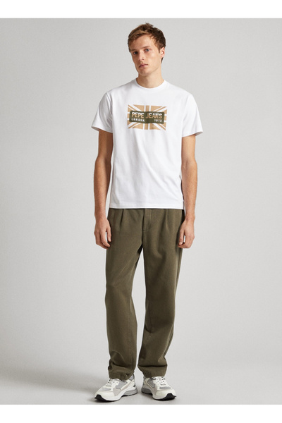 Pepe Jeans Bisiklet Yaka Baskılı Beyaz Erkek T-Shirt PM509232 800 CREDICK