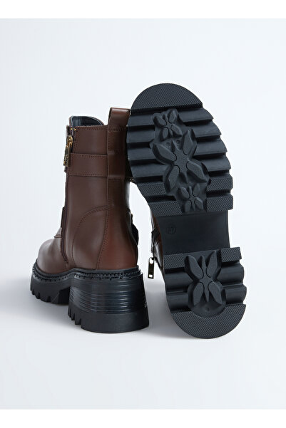 Fabrika Kahverengi Kadın Deri Bot D-ELORA