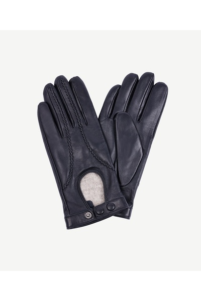 Yargıcı Leather Gloves with Knitted Saddle Detail