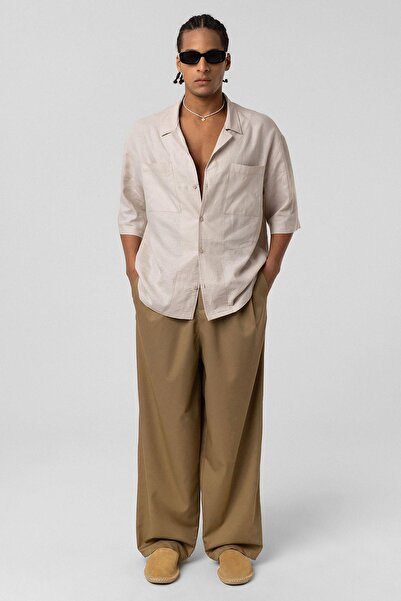 VAMOSCLO Baggy Fit Kumaş Pantolon Haki