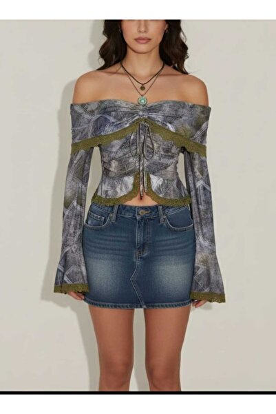 unbranded İresia Vintage Açık omuz Bluz