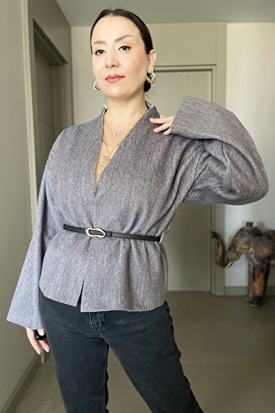 Butik Didem Sakinci Kaşe Kemerli Kimono Ceket