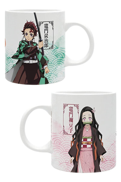 Genel Markalar Demon Slayer İblis Keser Anime Çift Taraf Baskılı Beyaz Kupa Bardak