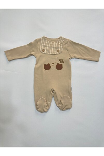 nono baby Teddy Bear Embroidered Bib Overalls