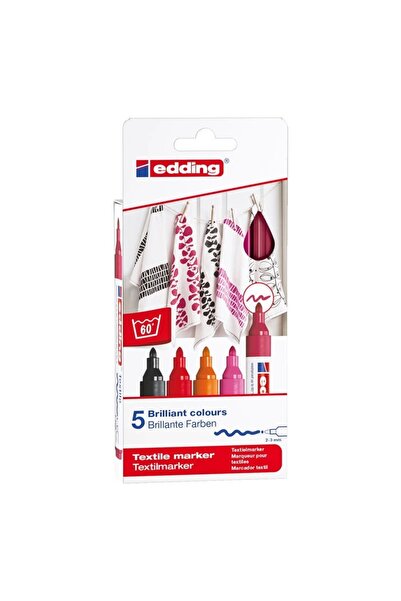 Edding Supertrend 4500 Fabric Textile Painting Pen Set 5 Colors Warm