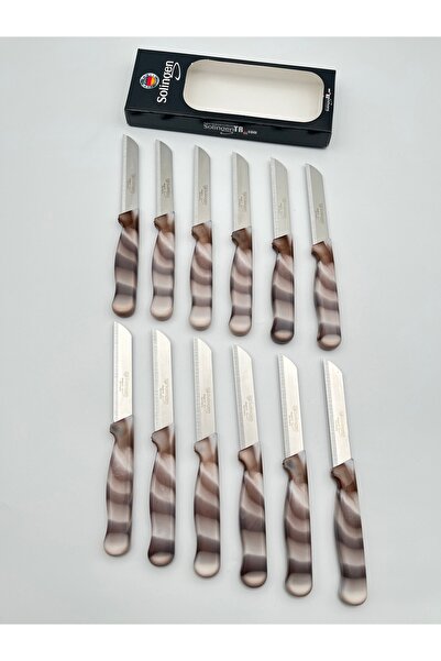 Solingen Orijinal Klever Mermer 12 Adet Meyve Bıçağı Kahve