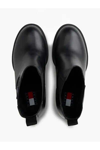 Tommy Hilfiger Kadın Marka Logolu Yüksek Topuklu Deri Şık Görünüşlü Siyah Bot & Bootie EN0EN02831 BD