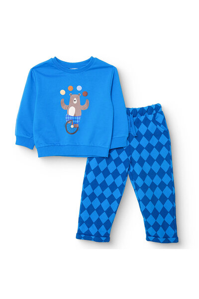 ebebek Hello Baby HelloBaby Erkek Bebek Circus Eşofman Takımı Şardonlu Bisiklet Yaka Uzun Kol Duble Paça