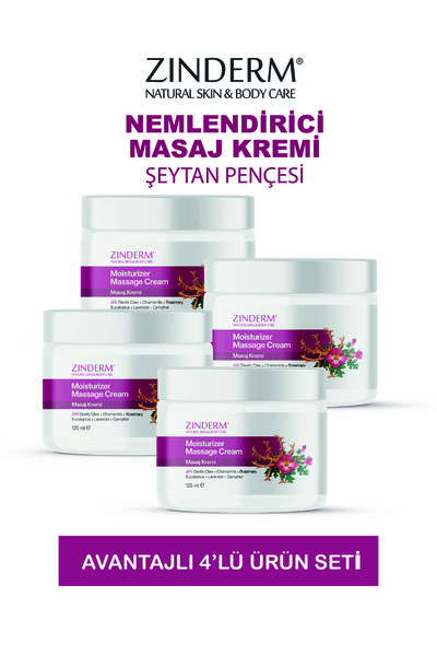 zinderm Masaj Kremi Şeytan Pençesi Özlü 125 ml (4x125 ml)