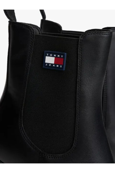 Tommy Hilfiger Kadın Marka Logolu Yüksek Topuklu Deri Şık Görünüşlü Siyah Bot & Bootie EN0EN02831 BD